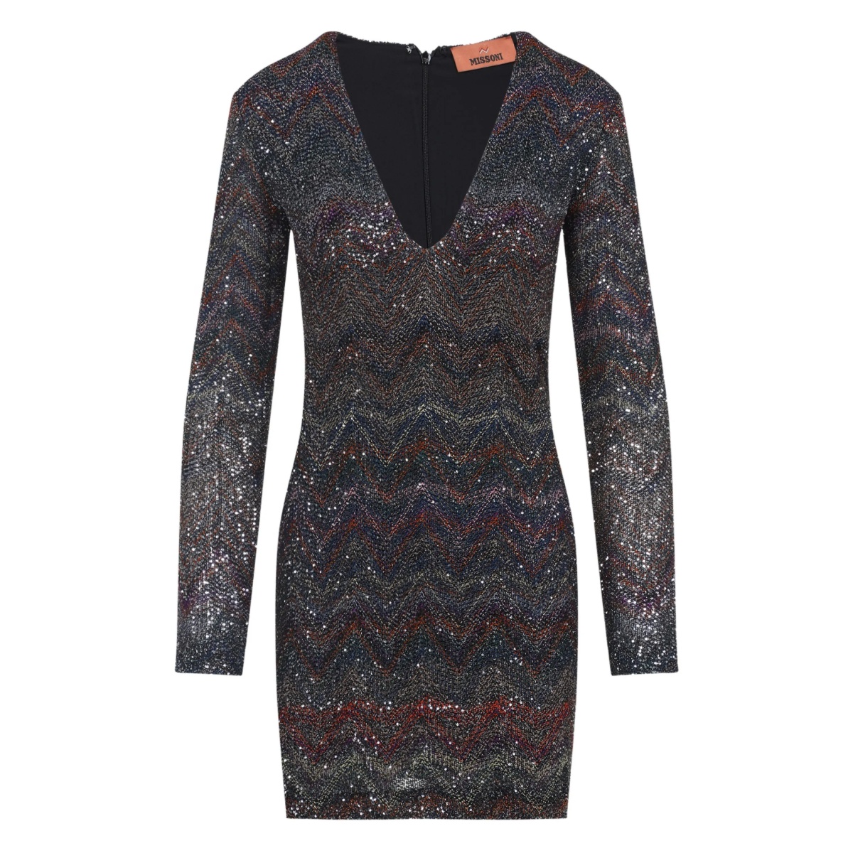 zigzag-knit sequinned mini dress