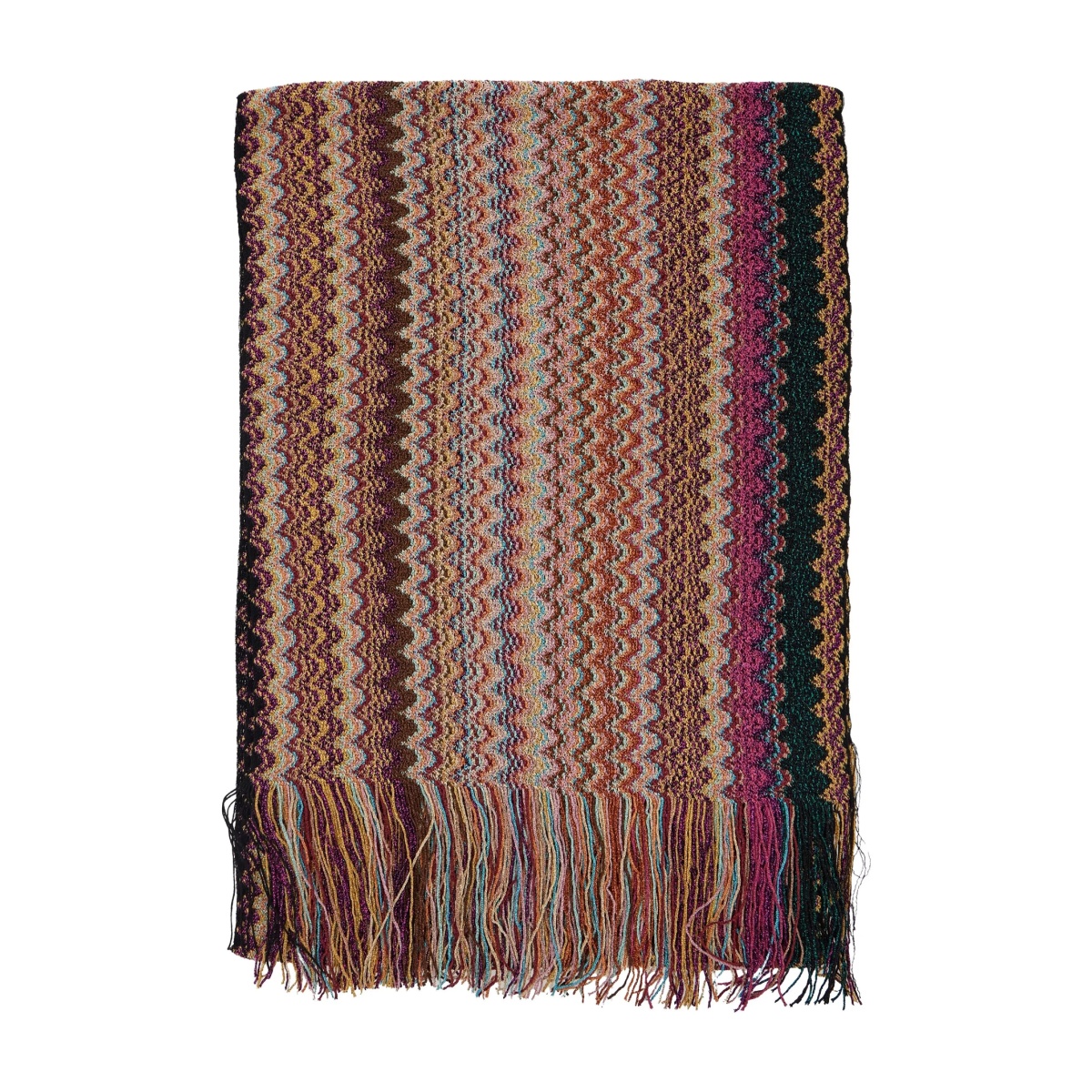 zigzag-pattern fringed scarf