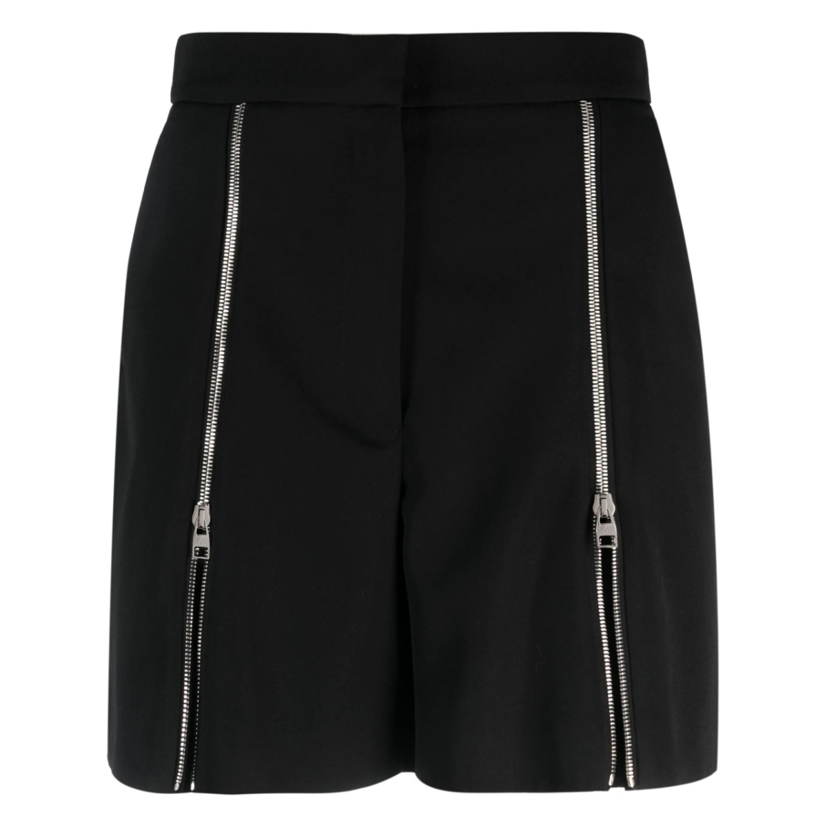 zip-embellished wool shorts