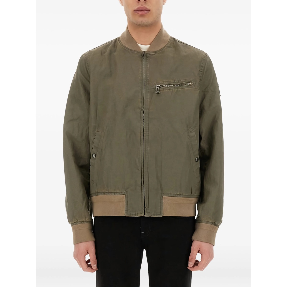 zip-fastening bomber jacket