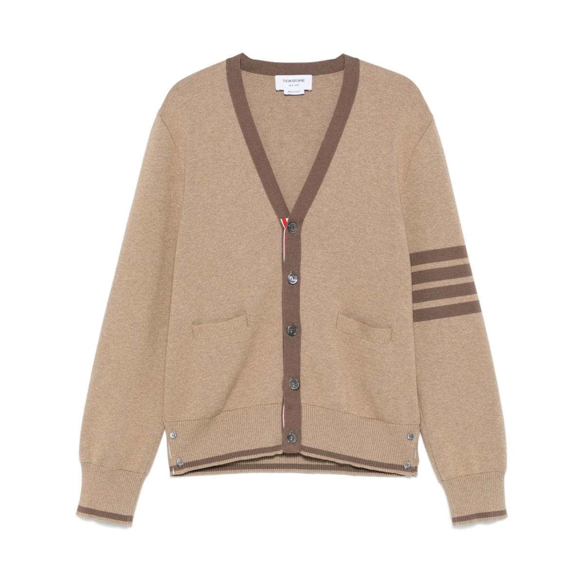 4-Bar stripe cotton cardigan
