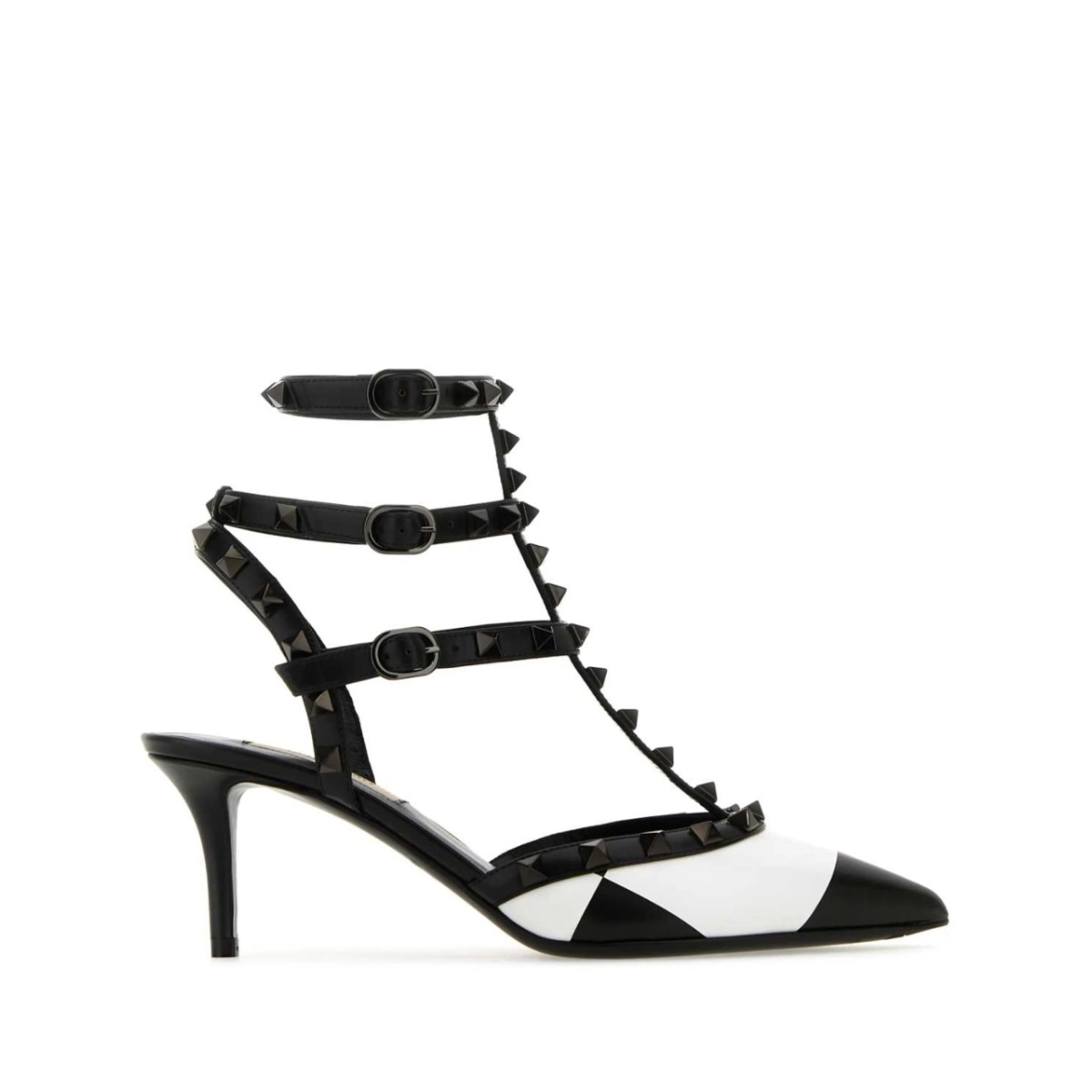 60mm Rockstud two-tone leather pumps