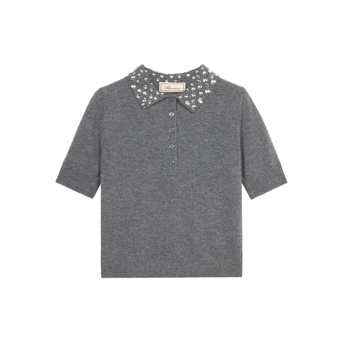 beaded-collar polo top