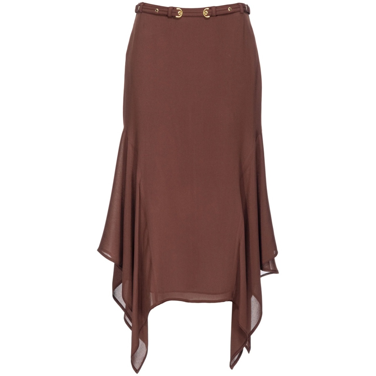 belted asymmetric midi skirt