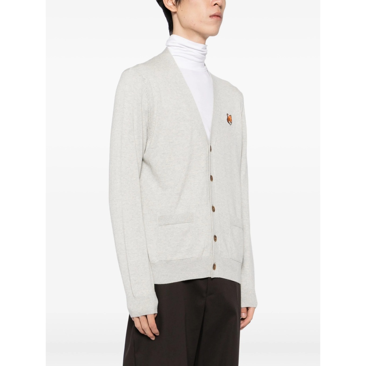 bold fox head patch cardigan - Img 3