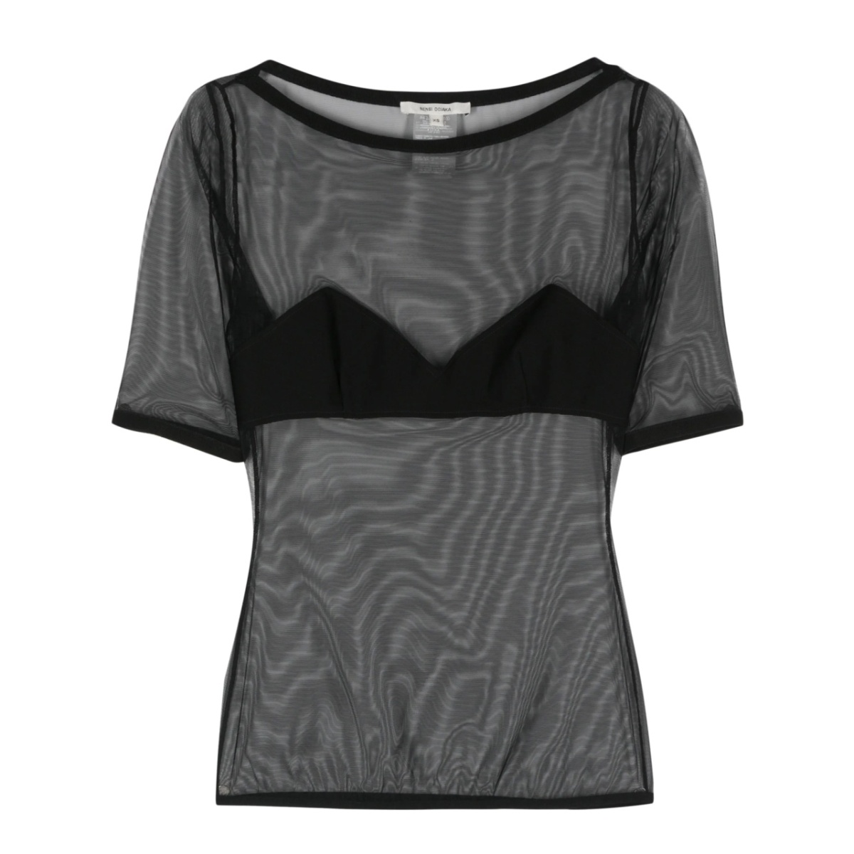 bra-effect-panel mesh T-shirt
