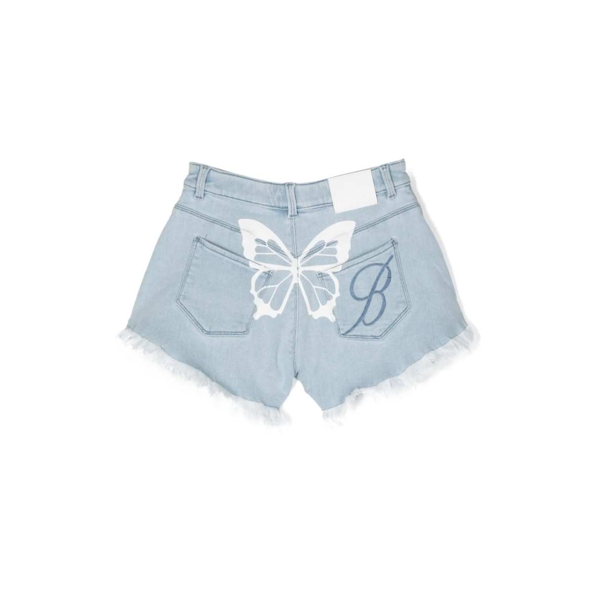 butterfly-detailing bleached denim shorts - Img 2