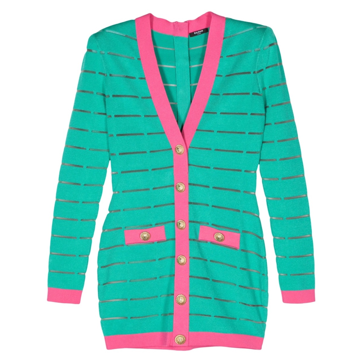 button-embellishment knitted mini dress