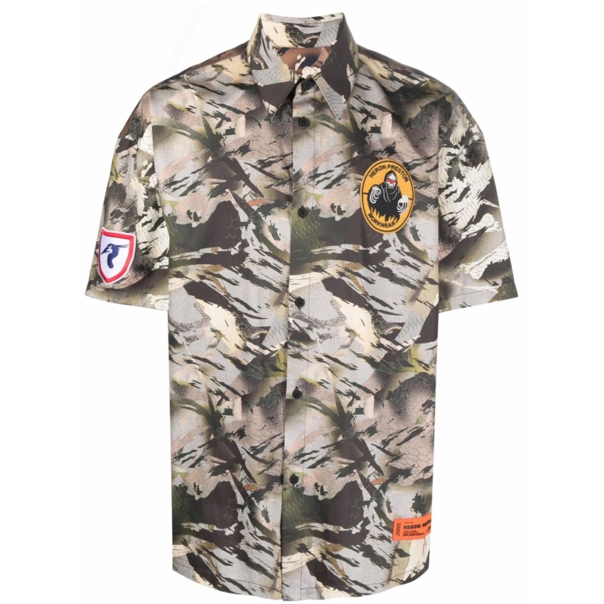 camouflage-print bowling shirt