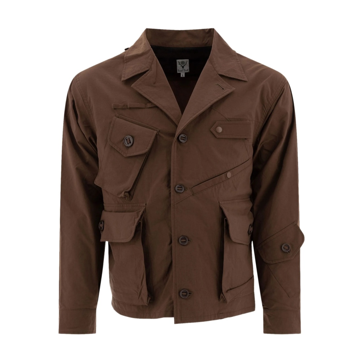 cargo-pocket button-fastening jacket