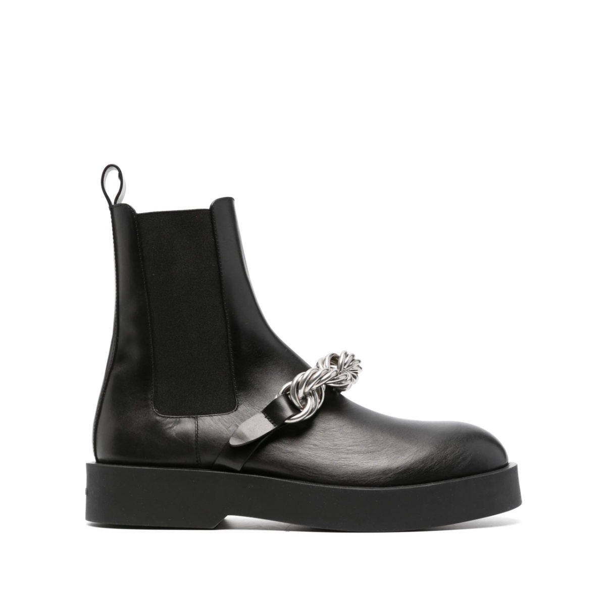 chain-link ankle leather boots