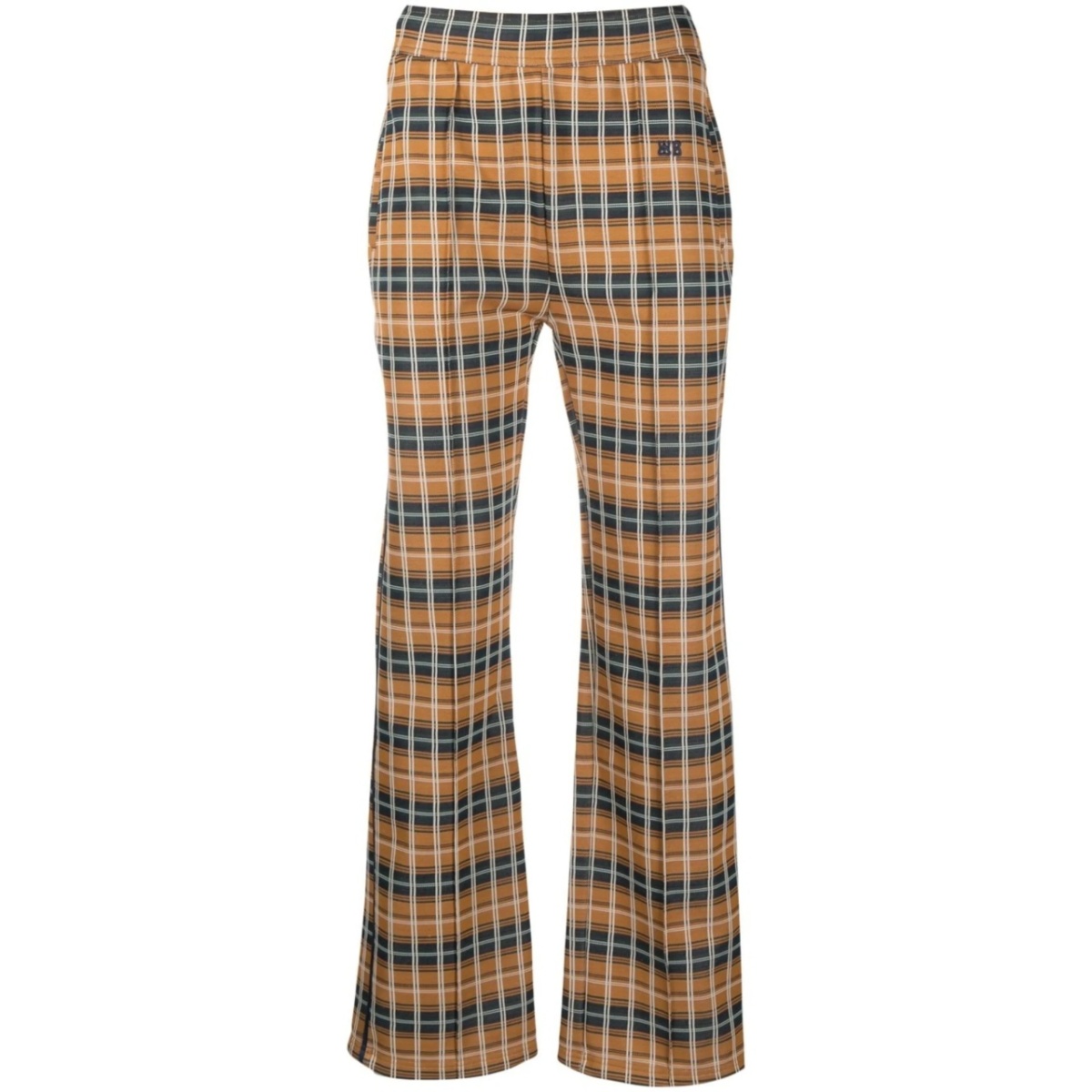 check-pattern straight-leg trousers