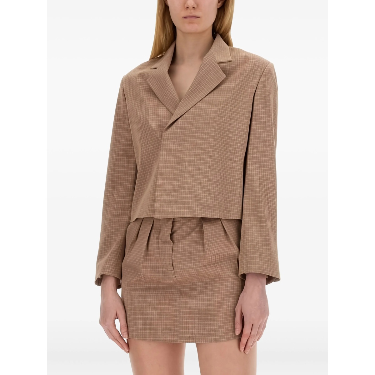 checked cropped jacket - Img 3