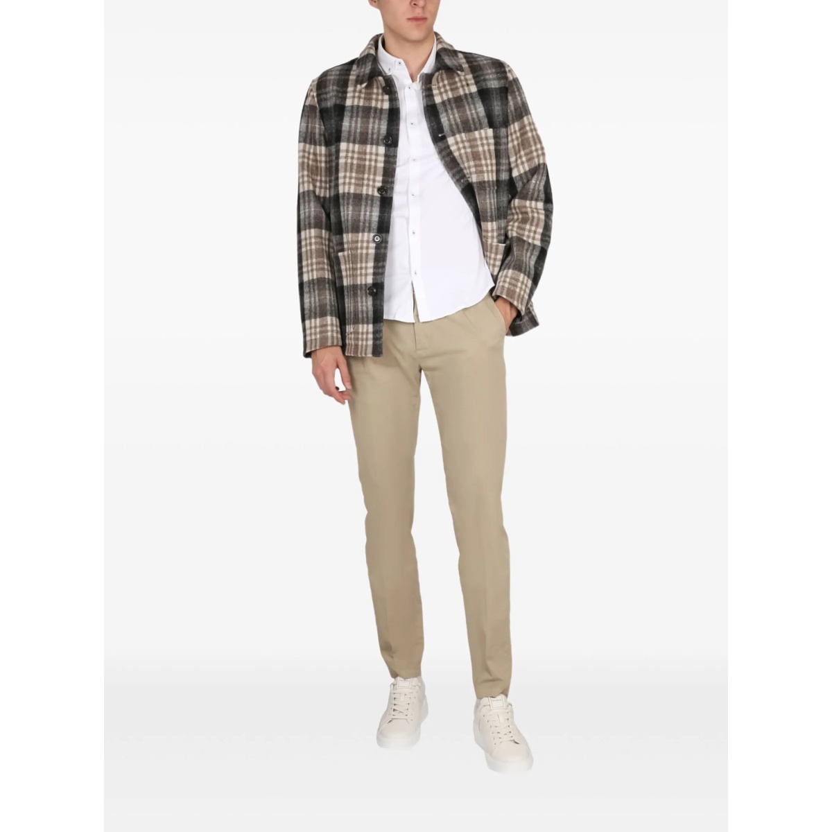 checked-pattern buttoned shirt - Img 2