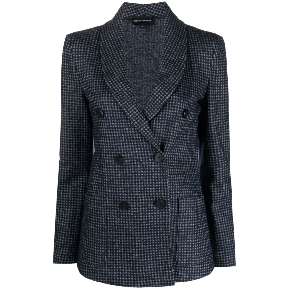 checked pattern double breasted blazer