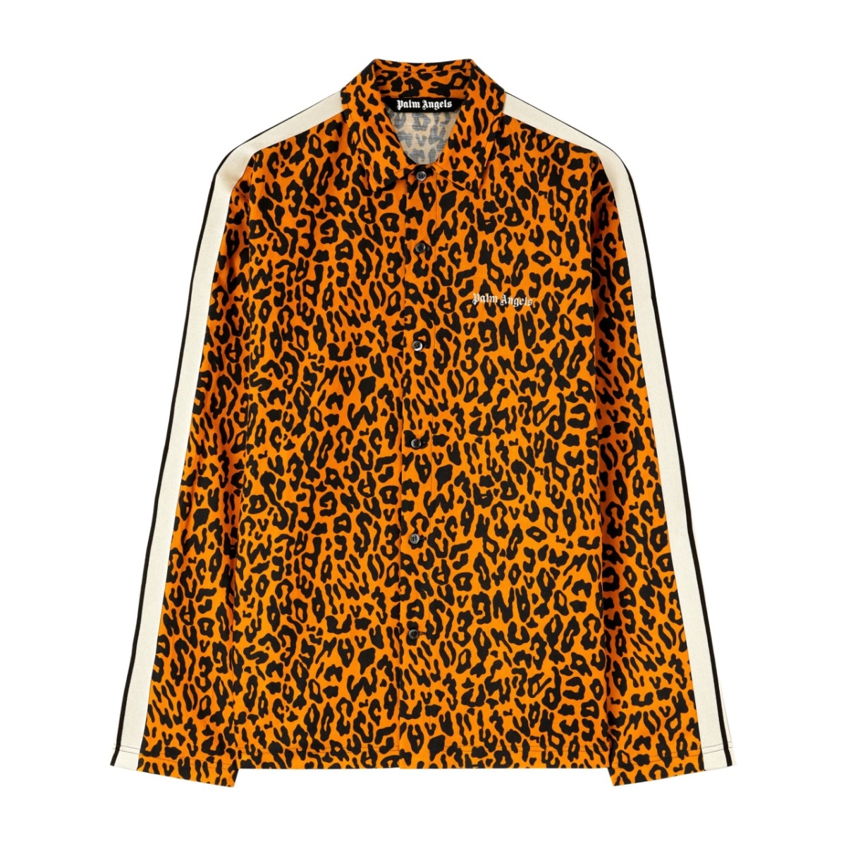 cheetah-print track shirt