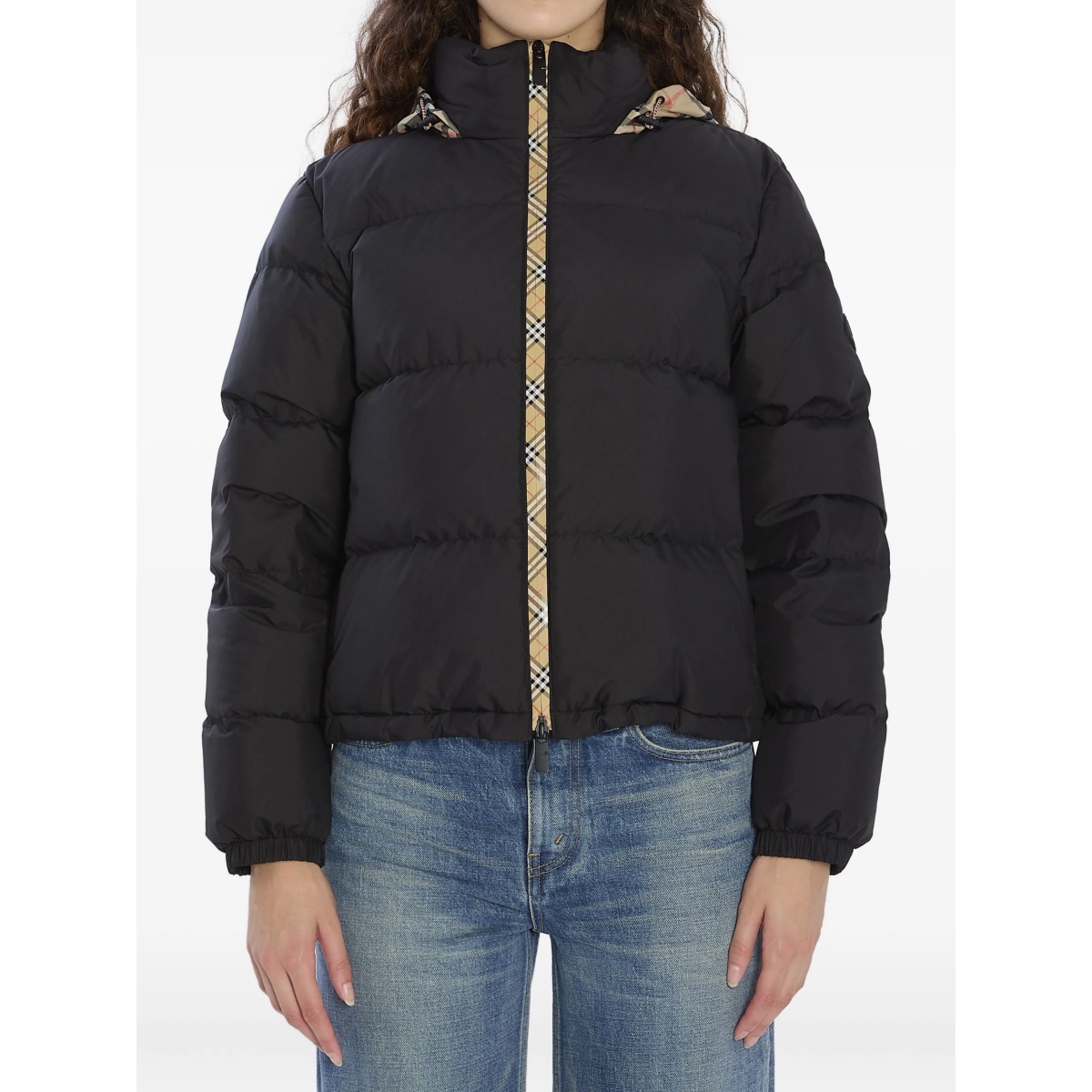 concealed-hood puffer jacket