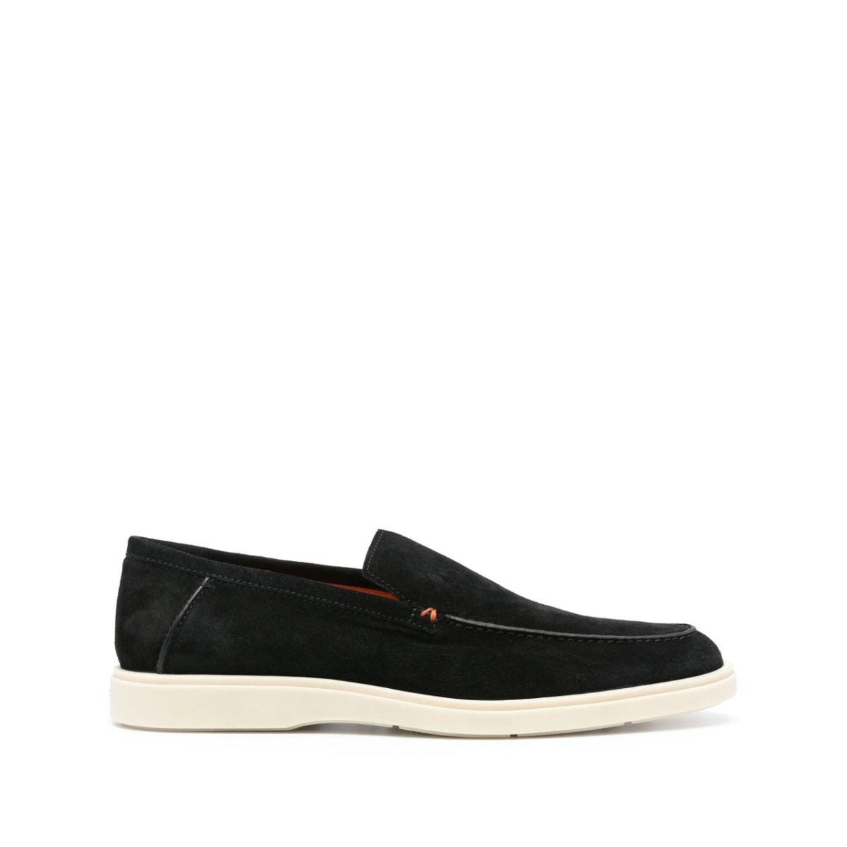 contrast-stitching suede loafers