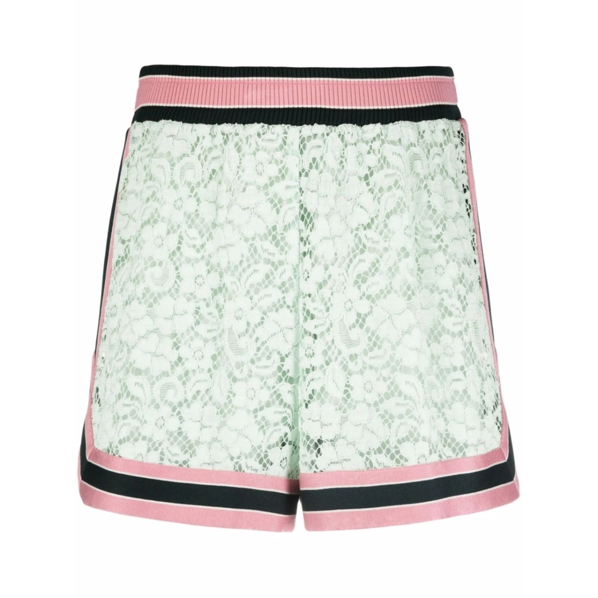 contrast-stripe lace shorts