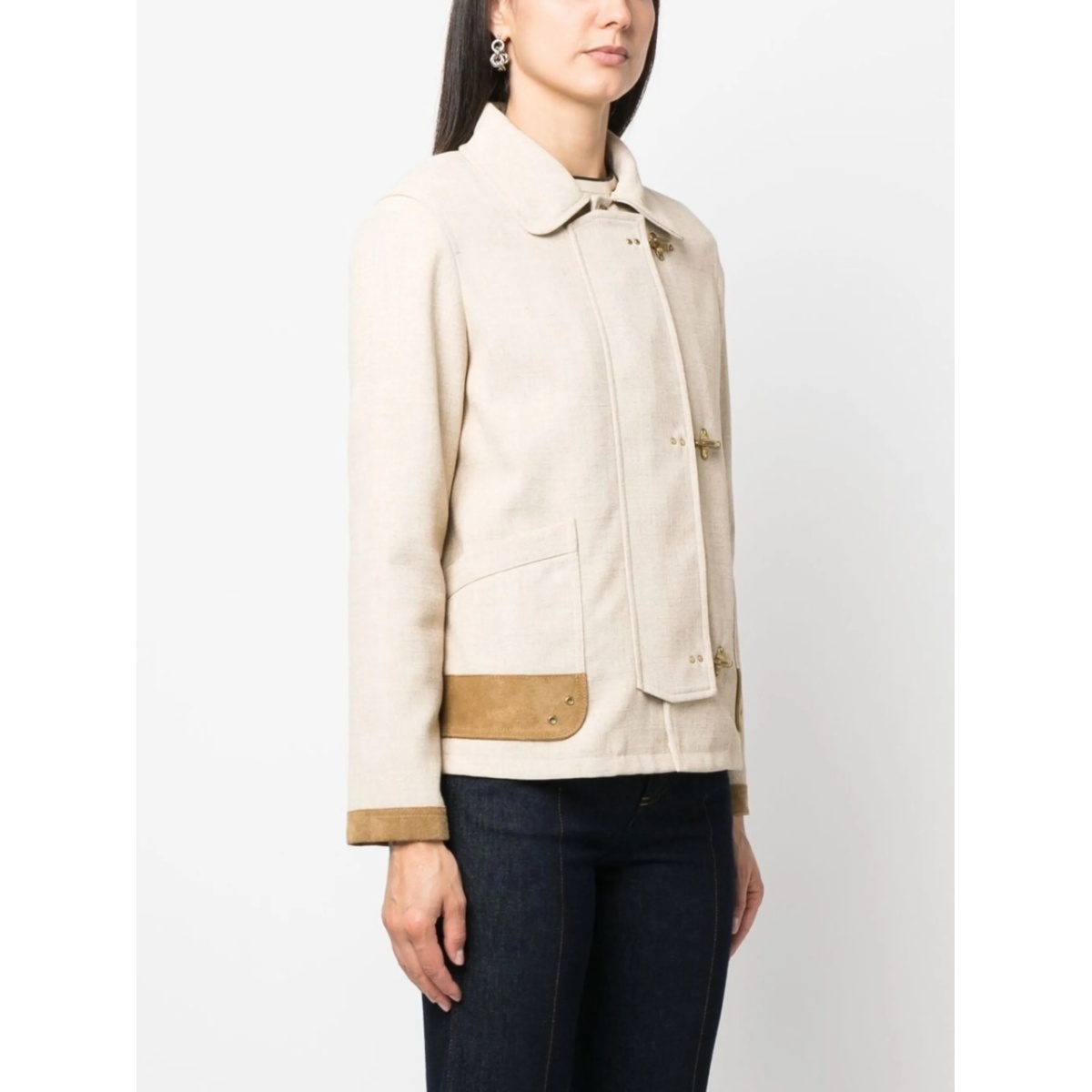 contrasting-trim fitted jacket - Img 3