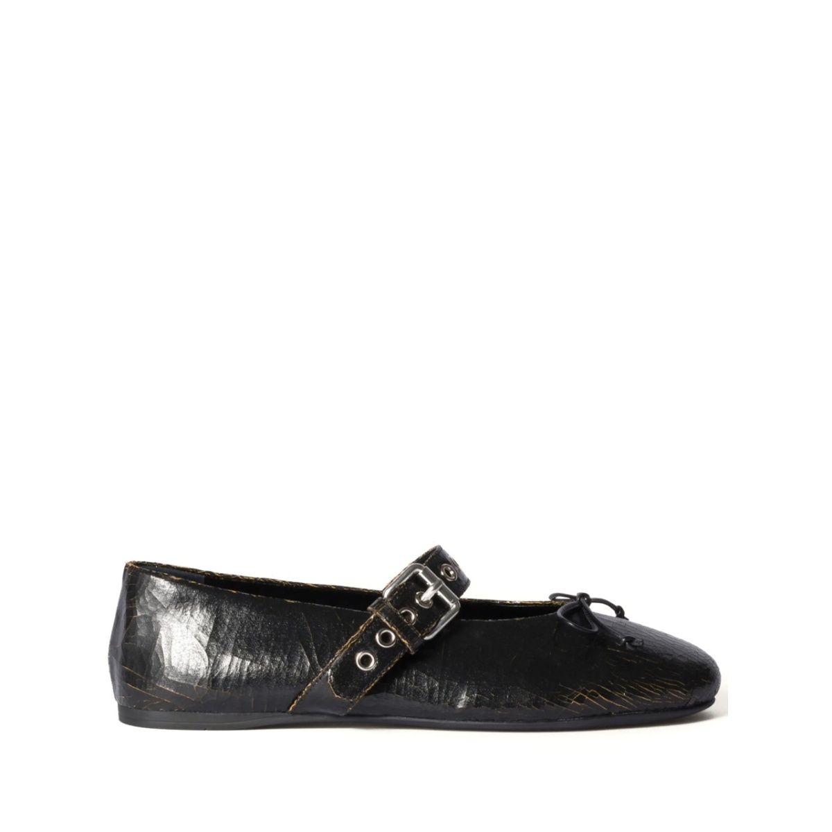 Crackle leather ballerinas