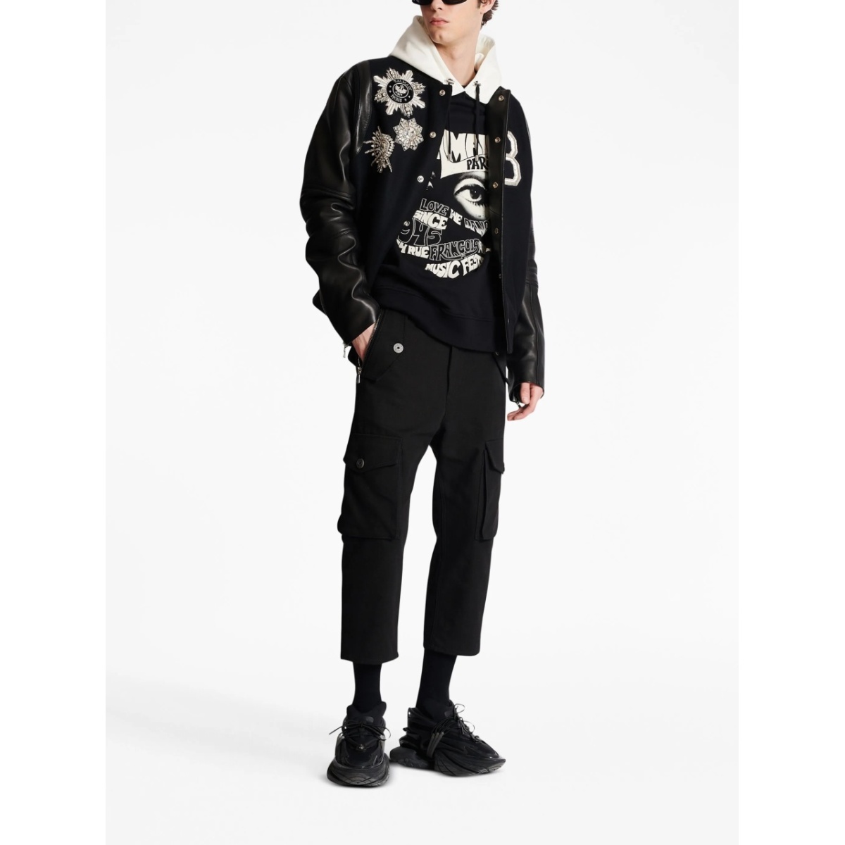 cropped cotton cargo trousers - Img 2