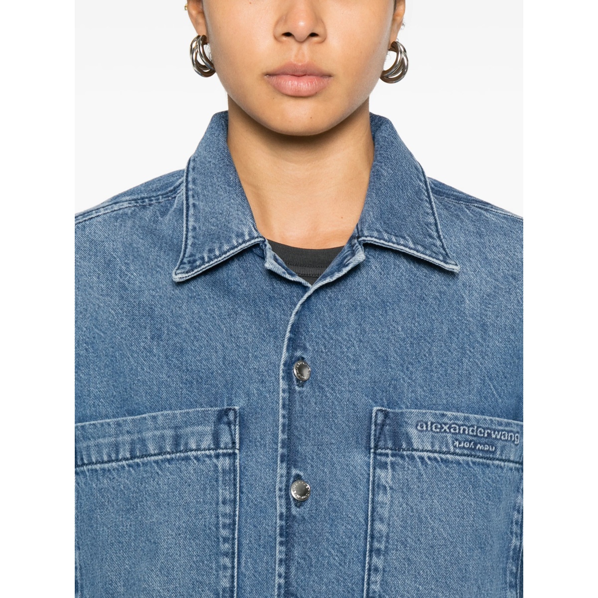 cropped denim shirt - Img 5
