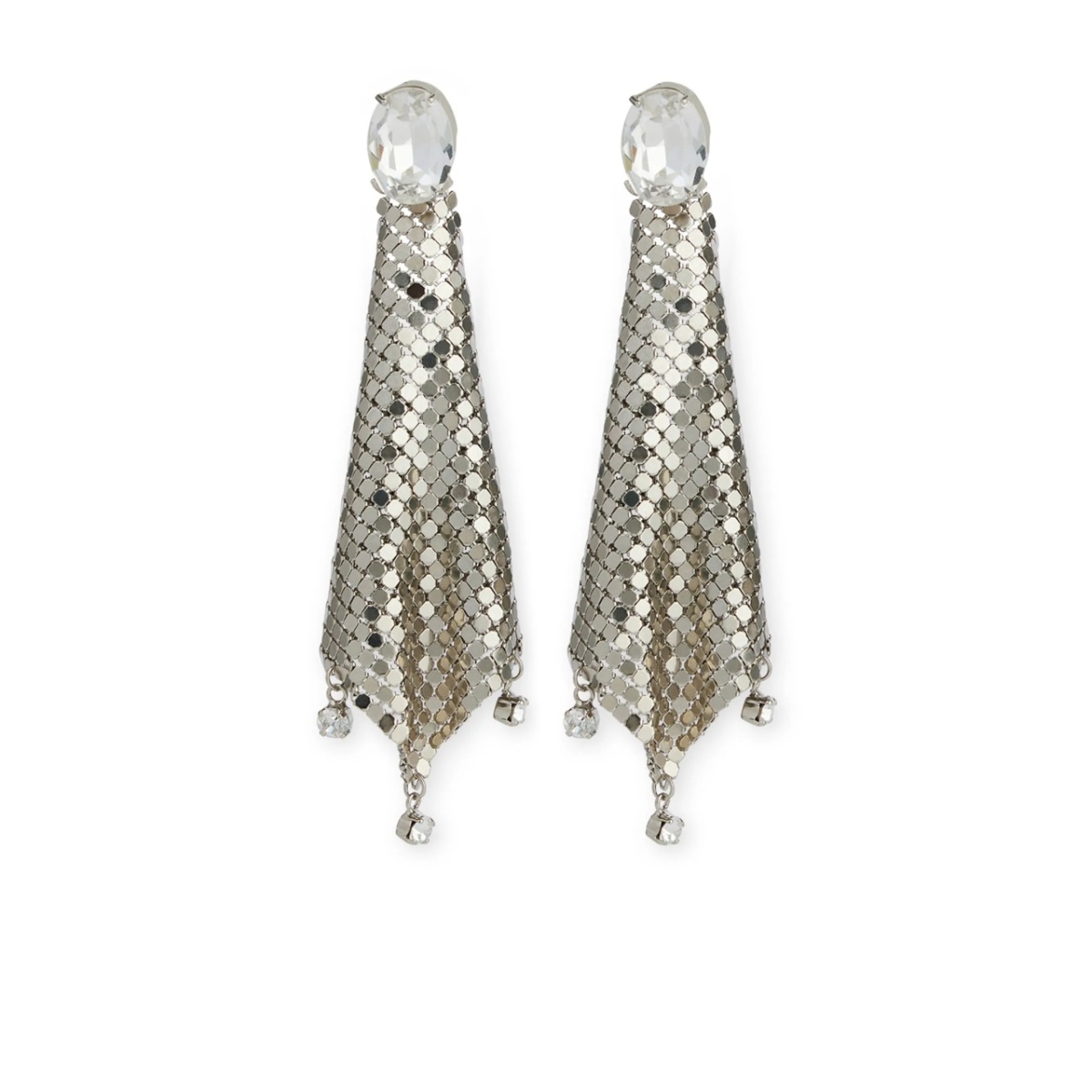 crystal-embellished chainmail drop earrings