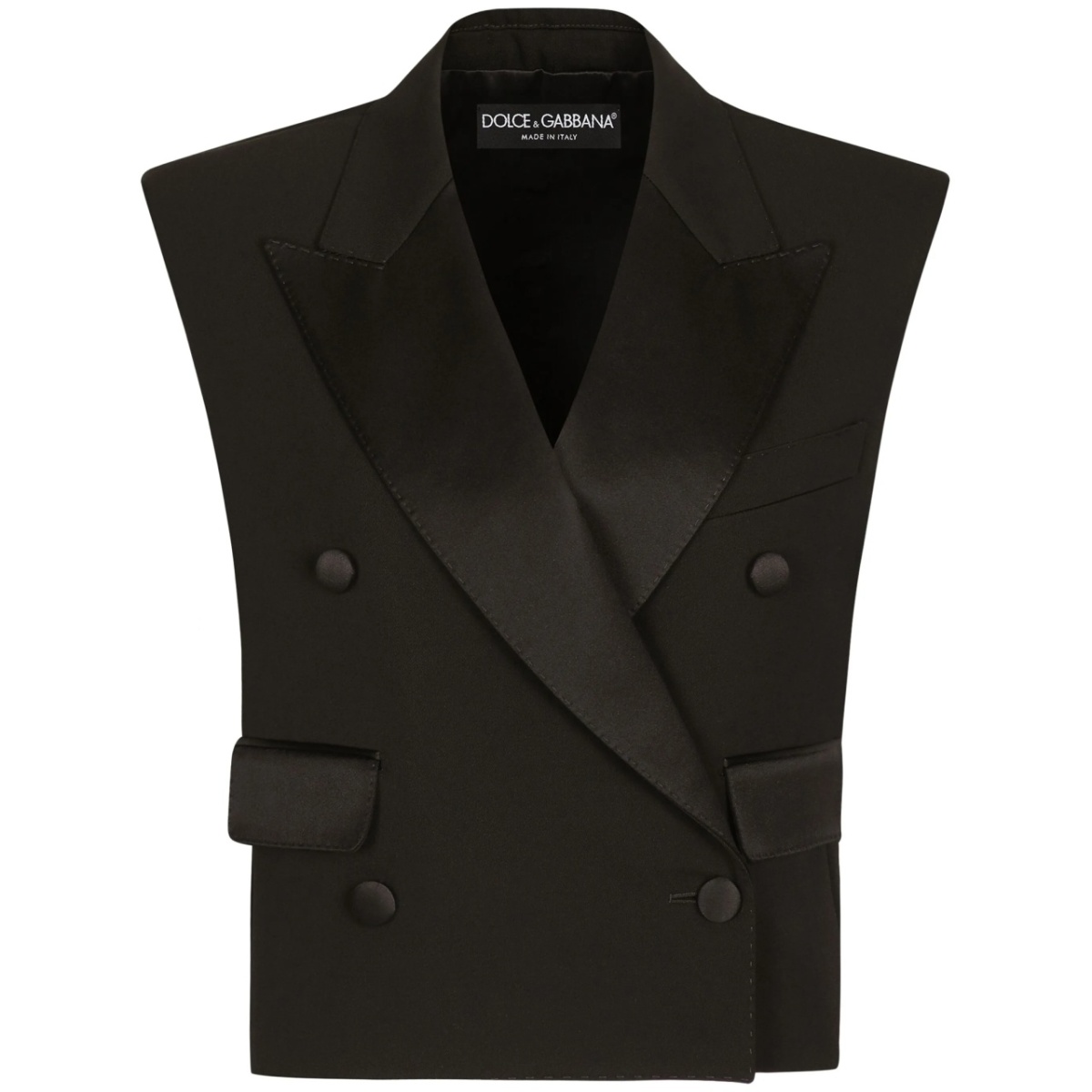 double-breasted gabardine gilet