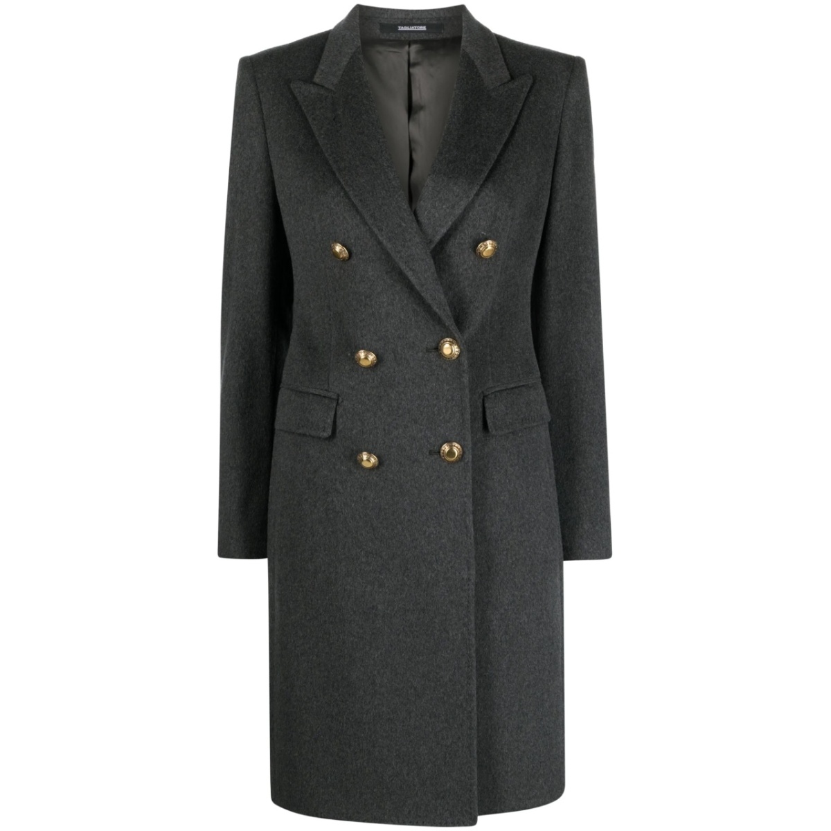 double-breasted wool-blend coat