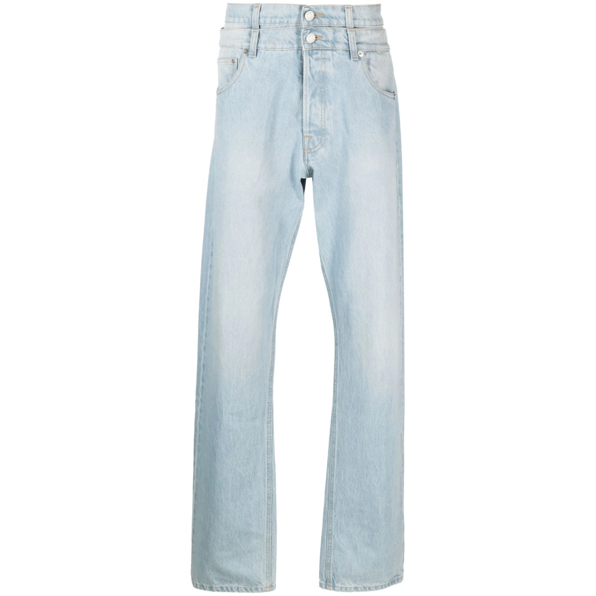 double-layer straight-leg jeans