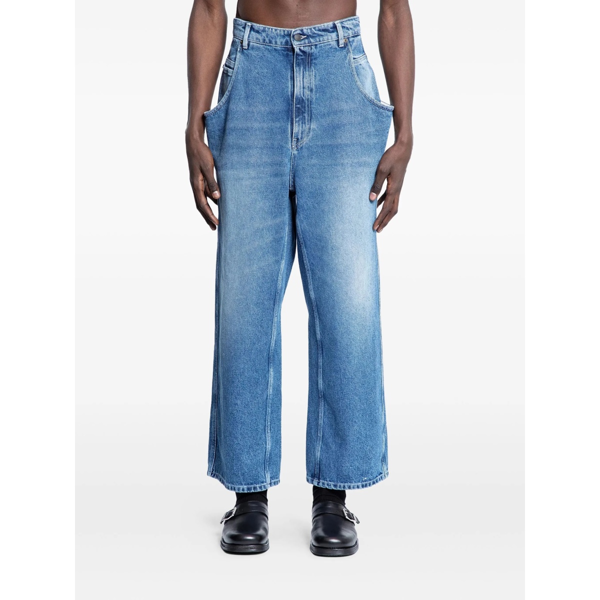 draped five-pocket jeans