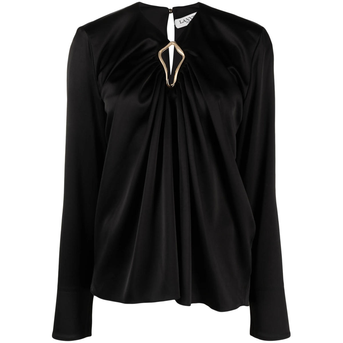 draped long-sleeved blouse