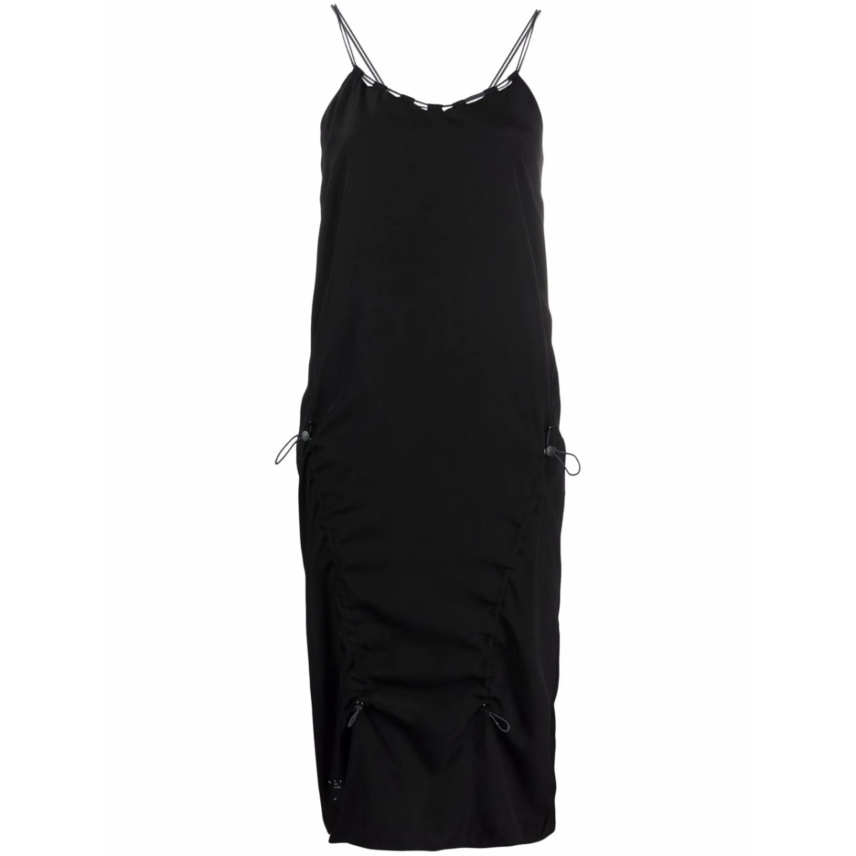 drawstring silk midi dress