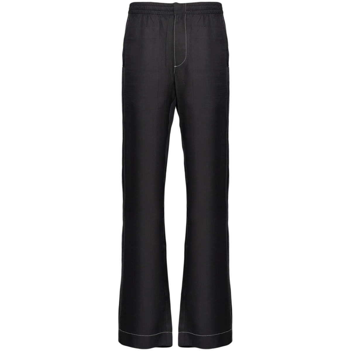 drawstring-waist silk trousers