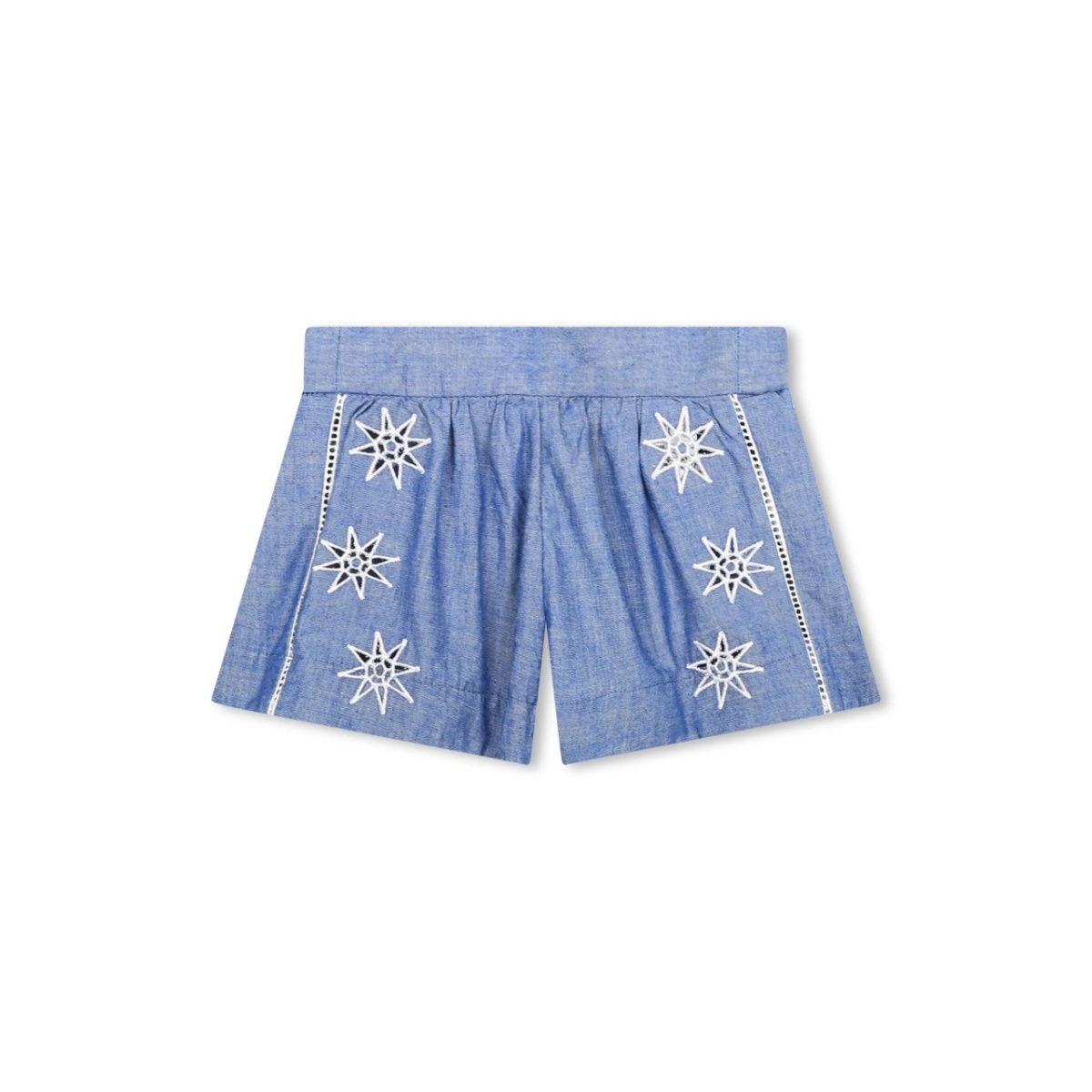 embroidered chambray shorts