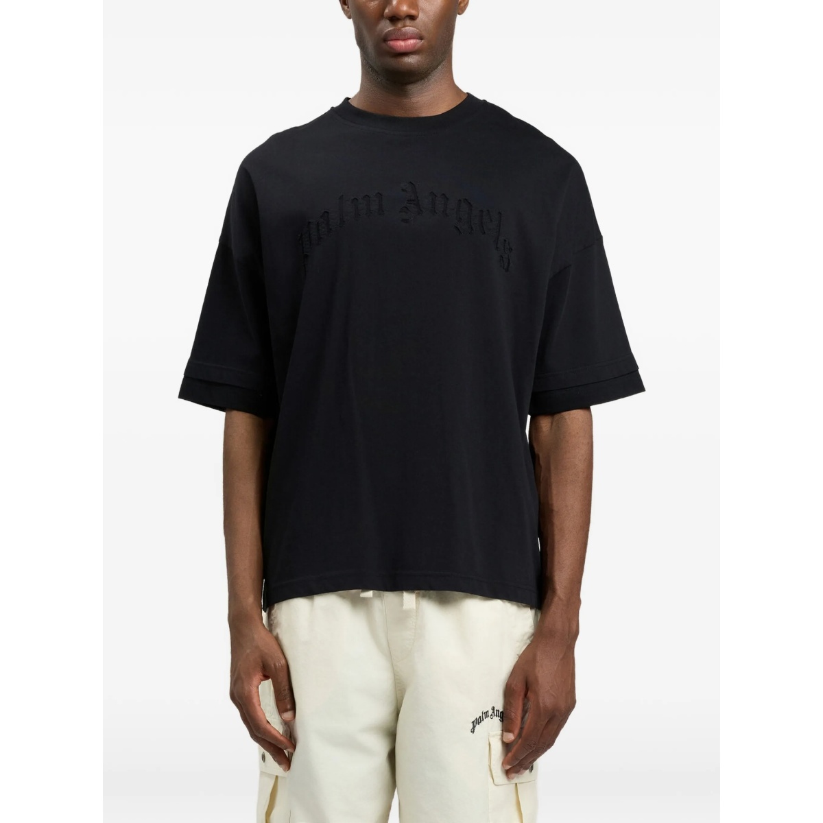 embroidered curved-logo double T-shirt - Img 3