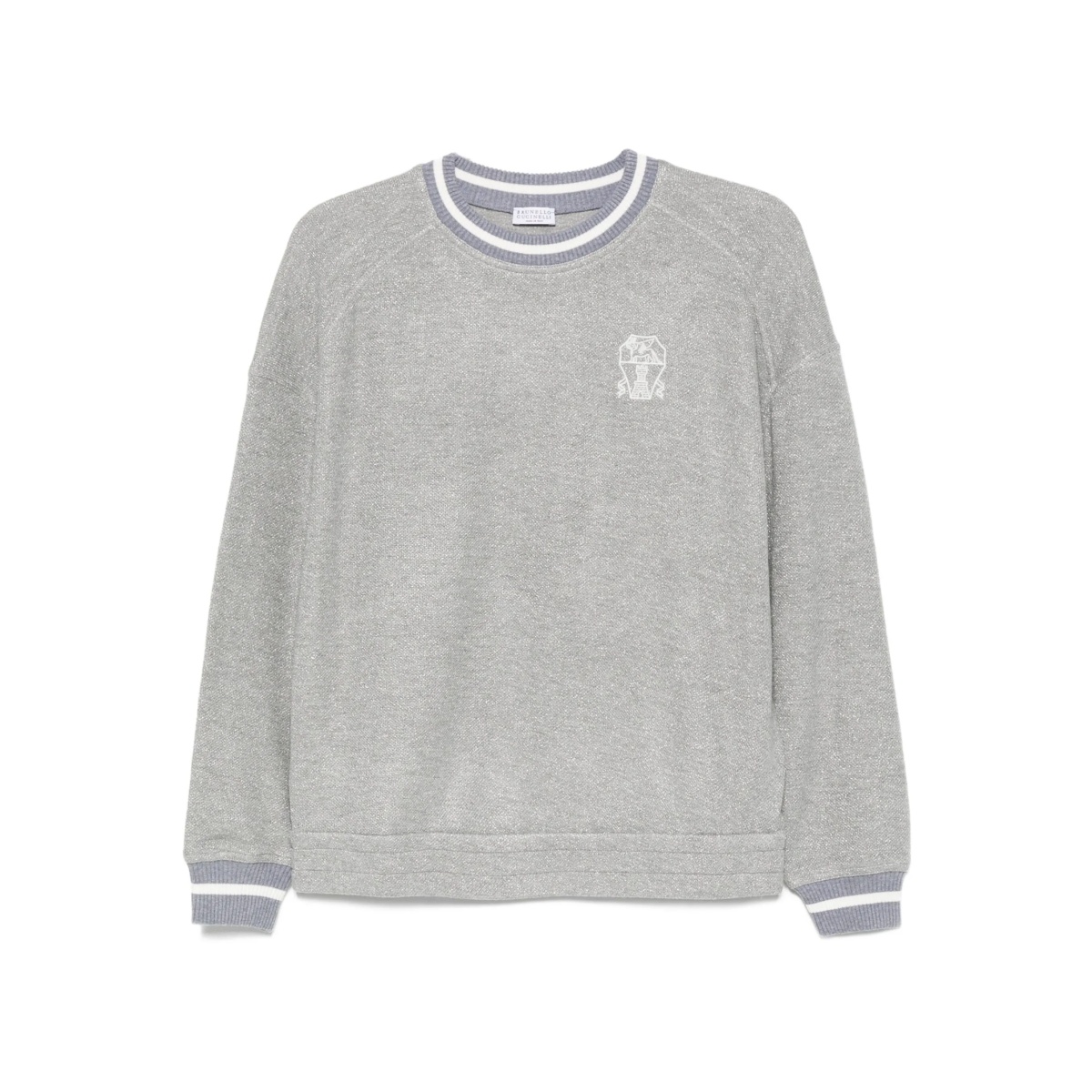 embroidered-detail ribbed-cuff sweater