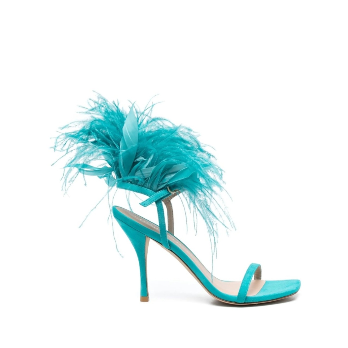 feather-detail open-toe 115mm sandals