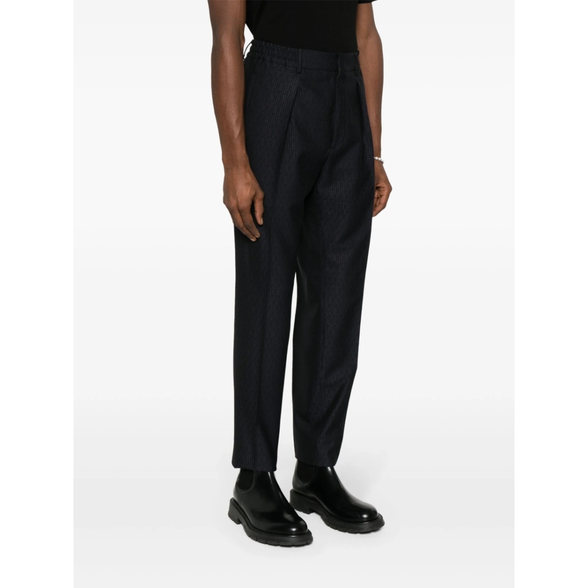 FF-jacquard tapered wool trousers - Img 3
