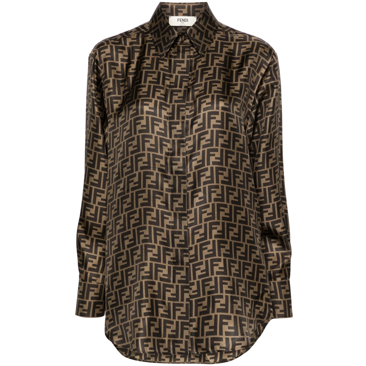 FF-logo print silk shirt