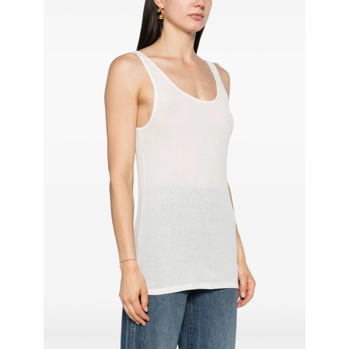 fine-ribbed semi-sheer tank top - Img 3