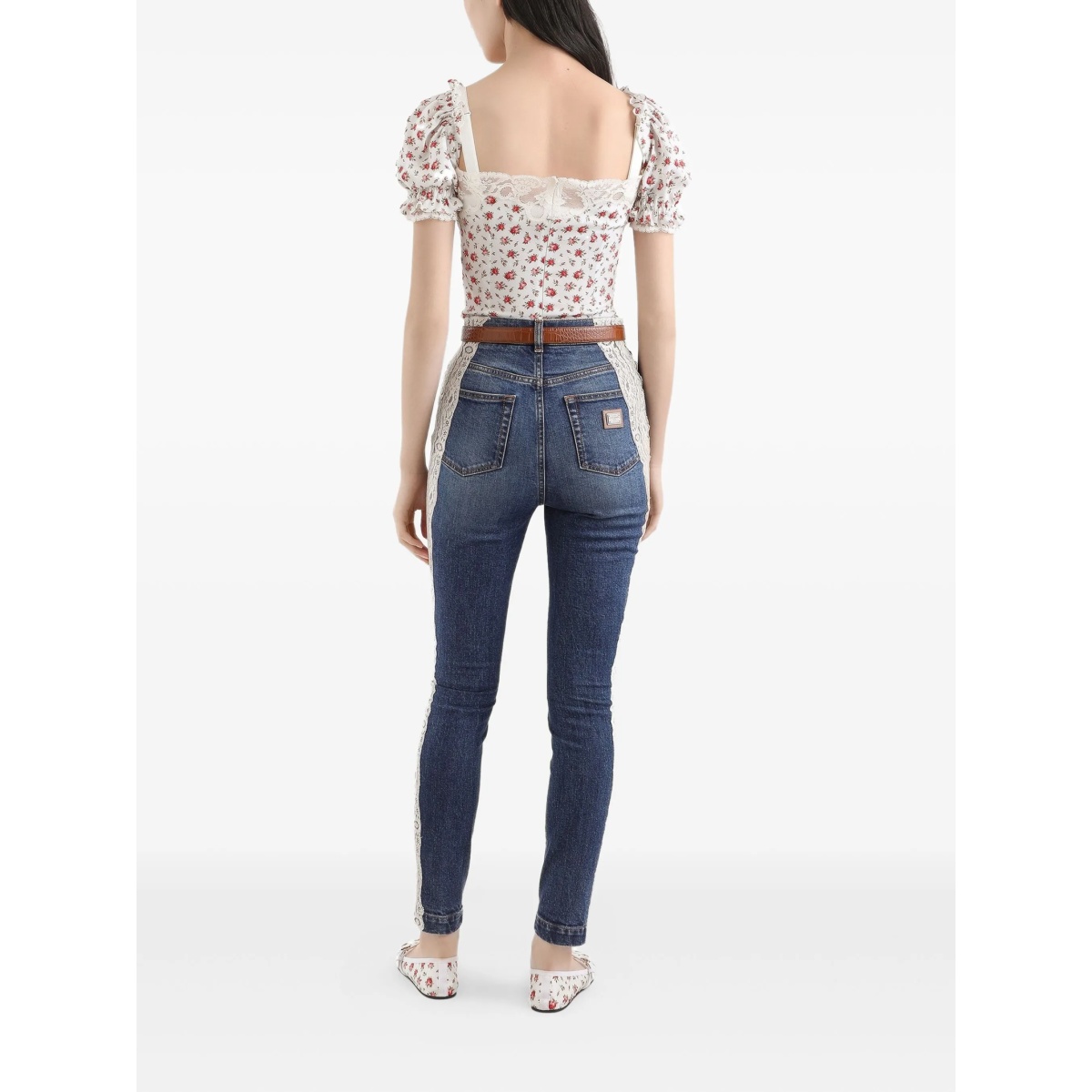 floral-print lace-trim top - Img 3