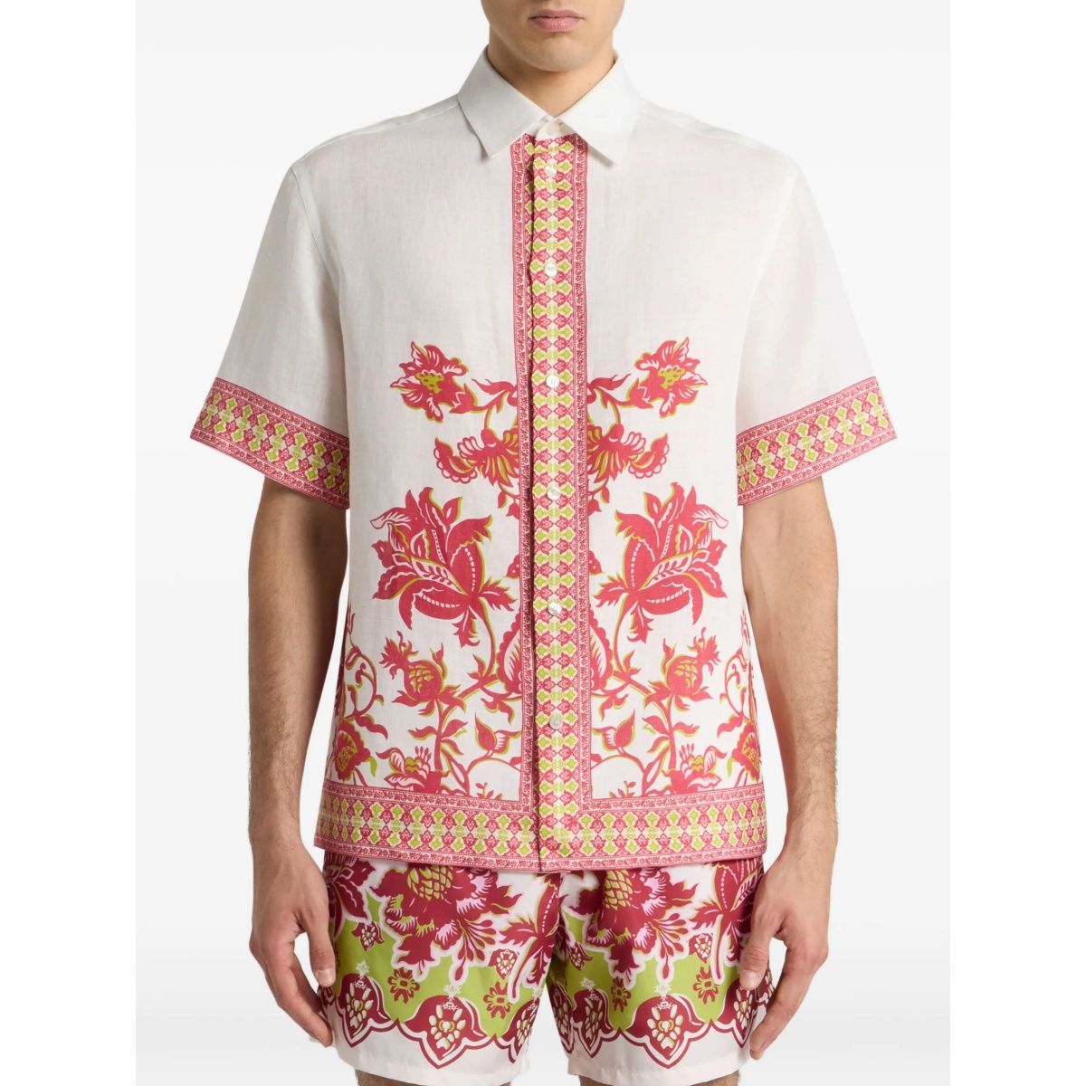 floral-print linen shirt - Img 2
