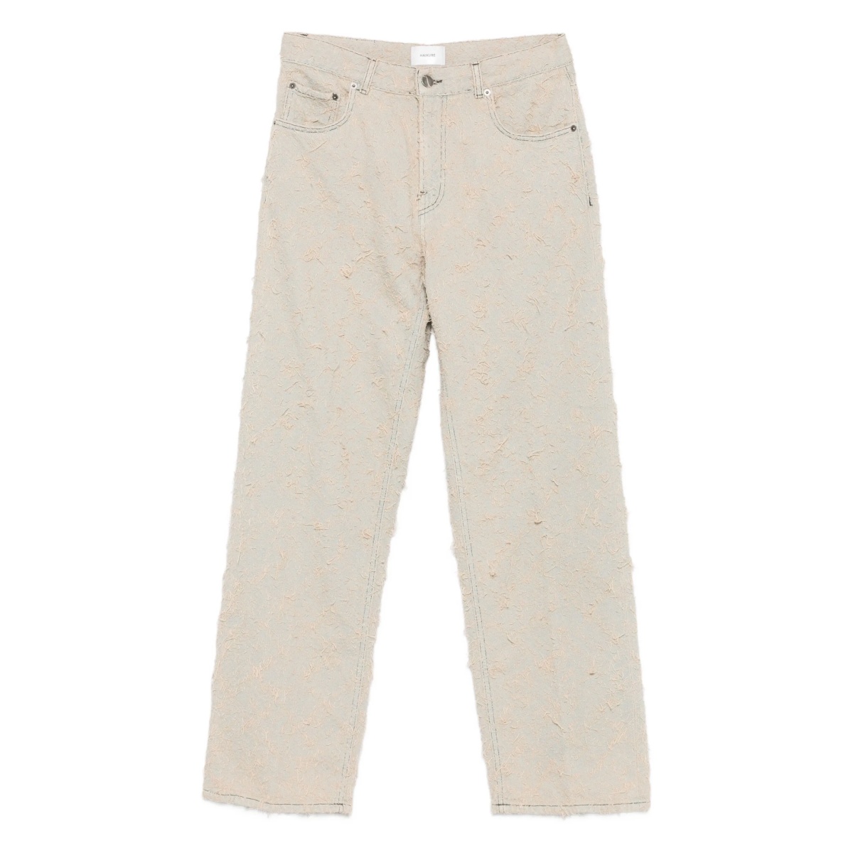 frayed-texture jeans