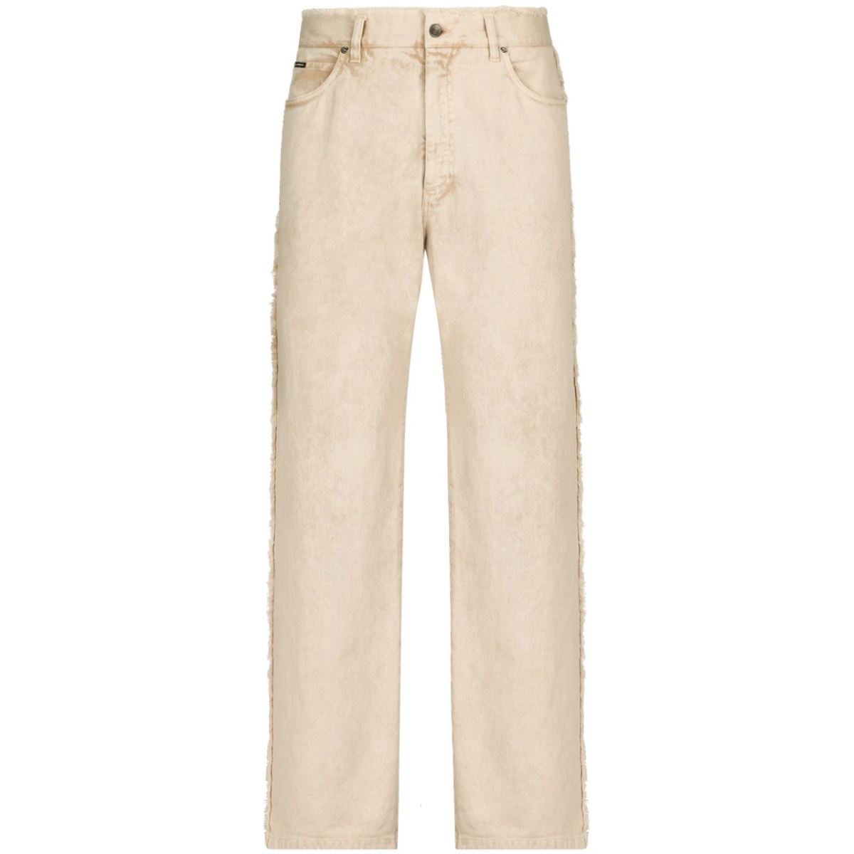 frayed-trim loose-fit jeans