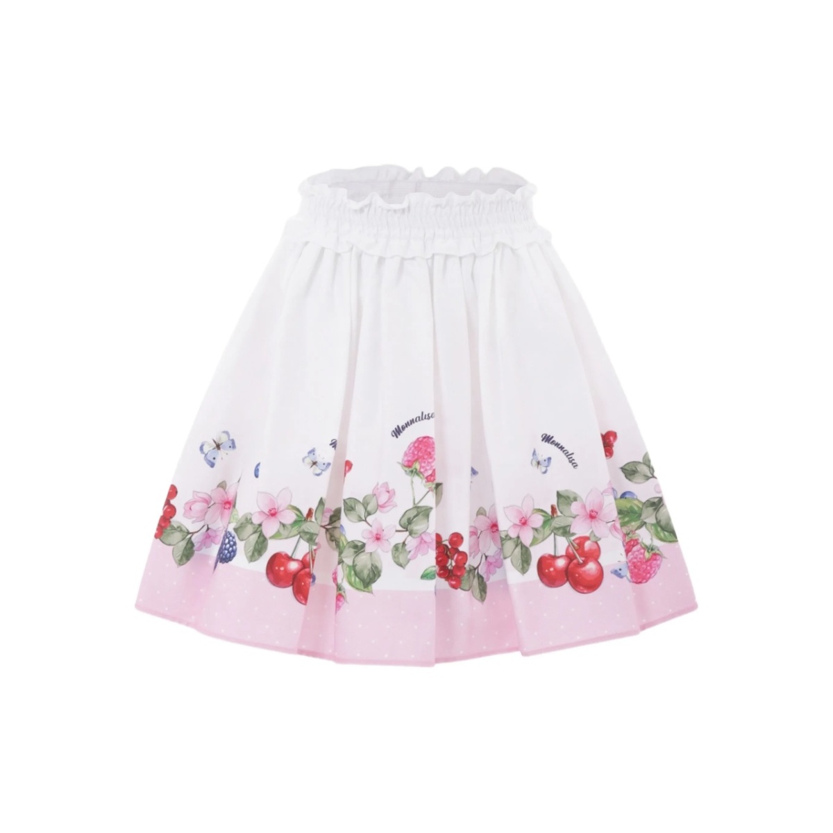 fruit-print pleated skirt