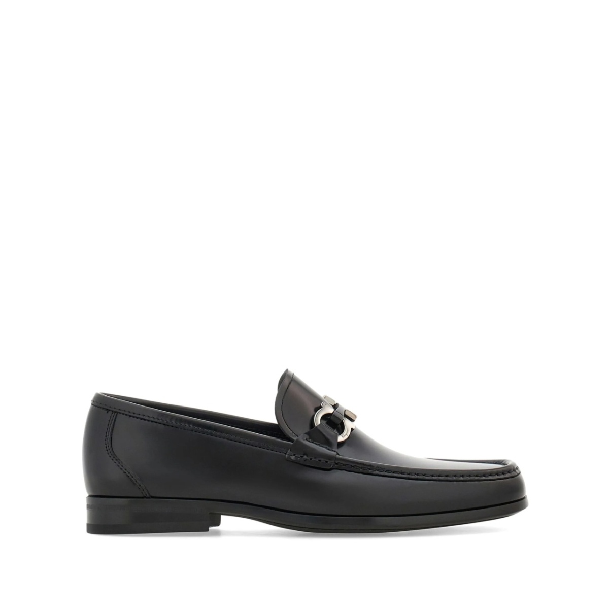 Gancini-plaque patent-finish loafers