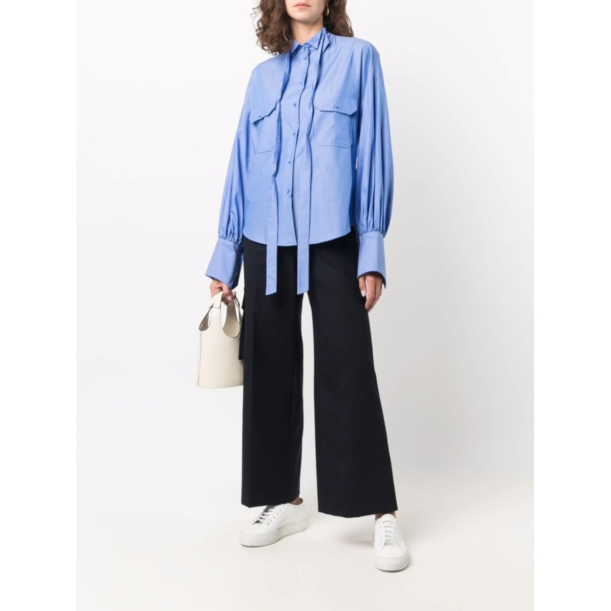 gathered-cuff cotton shirt - Img 2