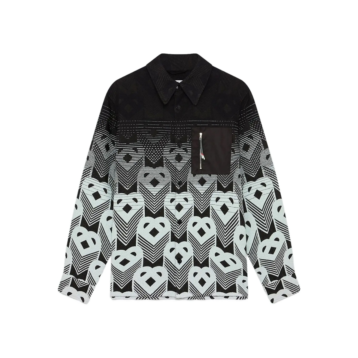 geometric-pattern zip-pocket shirt